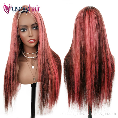 Top quality 180% 200% 250% density human hair full frontal lace wigs human hair lace front custom OP4/Pink Highlight HD lace wig